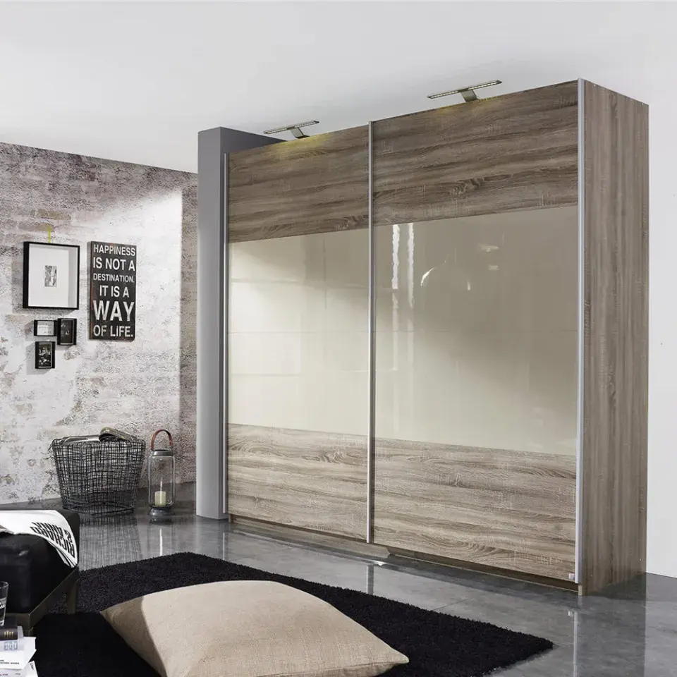 Foshan Factory Supply Apartment Guarda-roupa estilo personalizado Portas deslizantes de madeira modernas Design modular Armário parede durável barato