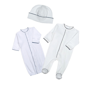 All'ingrosso Picot Trim bianco abbigliamento <span class=keywords><strong>per</strong></span> bambini Set Monogrammed Footie in puro cotone pagliaccetti <span class=keywords><strong>per</strong></span> bambini e bambine - Product Image 1