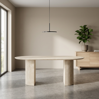 Table à manger ovale extensible moderne en MDF pour appartement, hôtel, cuisine - Meubles de salle à manger de luxe