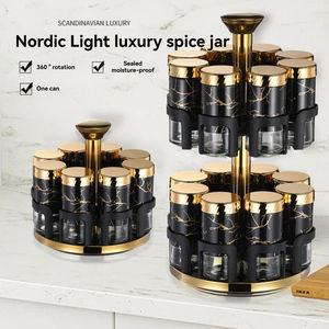 Juego de tarros de cristal giratorios para especias, sal y pimienta para el hogar - Product Image 2