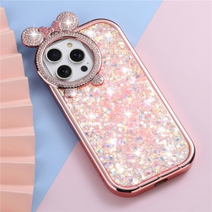 Luxury Cute Diamond Shiny Glitter Mouse Ear Mobile Phone <b>Cover</b> Shell <b>Protector</b> Accessories Case for iPhone 15 14 13 12 11 - Product Image 4