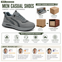 Baskets basses de marche en plein air avec semelle épaisse à coussin d'air et design rayé noir et gris, chaussures décontractées pour hommes
