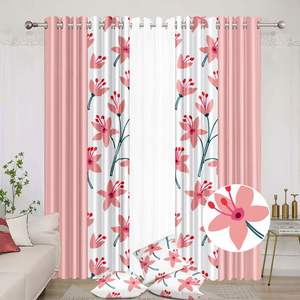 Cortinas Modernas Baratas al por Mayor, Cortinas Opacas de Seda Sintética Estampadas para Ventanas, 8 Piezas, con Cojines, Listas para Usar, para Ventanas de Sala de Estar - Product Image 1
