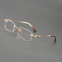 Lunettes Crowstar en Acétate et Titane, Monture Rétro Carrée Sans Cadre, Perforées, Tendance, Unisexe, Ultra-Légères, Géométriques, Diamantées