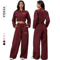 Vêtements de sport pour femmes, veste à col montant avec fermeture éclair courte, sensation de fraîcheur, pantalon ample à séchage rapide et respirant, protection solaire, ensemble de yoga sportif