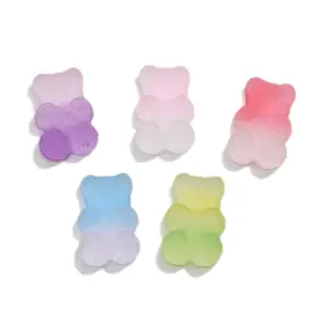 Wholesale Kawaii Soft Sugar Gummy Bear Gradient Color Flatback Resin Cabochons For Headwear Earrings Pendants Accessories