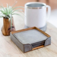 Ensemble de sous-verres ronds en similicuir gravables au laser avec gravure de logo personnalisé, sous-verres en cuir PU pour bar, café, vente en gros