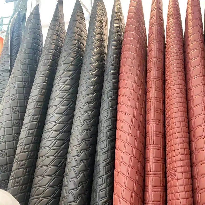 10 years factory manufacture PU PVC faux leather other textiles leather products with recycling fabric and yellow upholstery