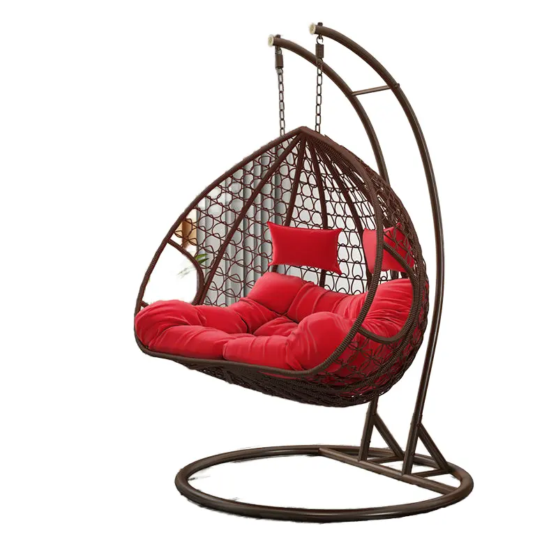 Modern Round Pod Rattan Hanging Swing Chair With Stand Wicker Egg Basket For Indoor Outdoor Cheap Price Resort Garden Furniture