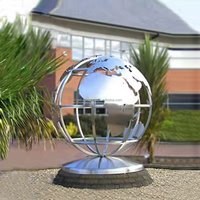 Décoration de paysage extérieure personnalisée Globe carte du monde Sculpture en acier inoxydable