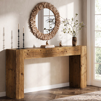 Table console de taille personnalisée, design inspiré du bois naturel, fabrication artisanale, décoration d'entrée unique, meubles en bois massif sur mesure, cadeau