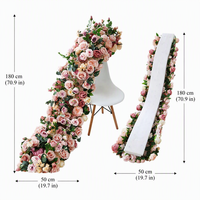 Dusk Charm Red Pink Artificial Peony Hydrangea Rose Arch Flower Runner Table Row Cloth Silk Fabric for Thanksgiving Lead Decor
