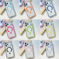 Coque magnétique style INS deux-en-un transparente en TPU et TPE coloré antichoc pour iPhone 17 16 15 Pro Max