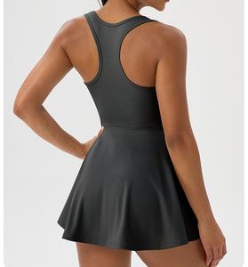 YIYI femmes Mini robes de Tennis jupe été sans manches une pièce entraînement U cou dos nageur barboteuse robe athlétique 2025 tenue - Product Image 6