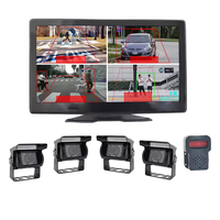 Moniteur enregistreur DVR de voiture 4 canaux à écran partagé 10,36 pouces avec caméra de recul AHD avant et arrière vision nocturne pour camion et système BSD