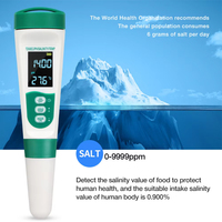 Testeur d'eau rechargeable 5 en 1 pH TDS EC Salinité Température, stylo-mètre étanche avec fonction vocale