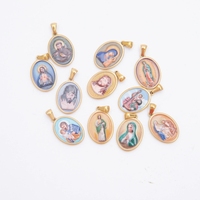 Collier pendentif effet camée YK Jésus Vierge Marie pour l'Église catholique, plaqué or 18K PVD, bijoux fantaisie, vente en gros