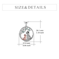 Collier pendentif maman et bébé dinosaure bicolore en argent sterling 925