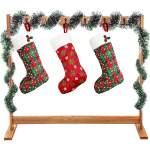 Porte-collants en bois pliable et autoportant avec guirlande pour décoration intérieure de Noël - Product Image 5