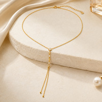 Collar de Cadena de Acero Inoxidable Chapado en Oro de 18K con Colgante de Estrella Minimalista SUMMLY, con Zirconia y Borla, para Mujer, Joyería para Uso Diario y Fiestas