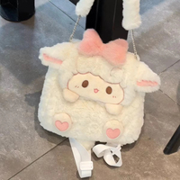 Sac à dos en peluche de coton de haute qualité, style DCMD, motif mouton blanc personnalisé, avec fermeture éclair et fermoir