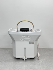 Lujosa Cama de Masaje Eléctrica Portátil 2 en 1 de Acero Inoxidable y Cuero Sintético Acrílico con Lavacabezas para Salón de Belleza y Spa - Product Image 6