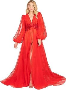 S8366F Vestaglia Lunga in Tulle per Sposa, Abbigliamento Intimo per <span class=keywords><strong>Donne</strong></span> in Gravidanza, Vestaglia per Servizi Fotografici, Camicia da Notte Fantasia - Product Image 3