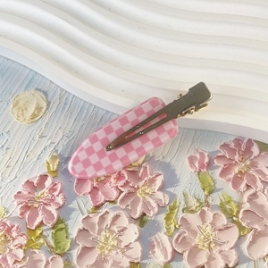 Fermaglio per capelli a scacchiera colorato per bambini, stile giapponese e coreano, fatto a mano, senza cuciture, per frangia laterale, accessori per capelli, all'ingrosso per produttori - Product Image 2