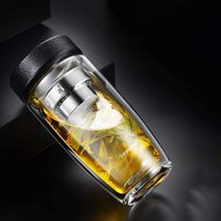 280ml 400ml Infuseur à thé en verre transparent à double paroi avec passoire pour thé en vrac et fruits