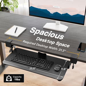 Plateau de clavier ergonomique coulissant sous le bureau avec fixation à pince en C extra robuste - Product Image 4