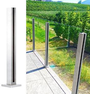 Barrières <span class=keywords><strong>en</strong></span> <span class=keywords><strong>verre</strong></span> de cadre <span class=keywords><strong>en</strong></span> métal enduit de poudre noire pour la protection de <span class=keywords><strong>terrasse</strong></span> de toit - Product Image 1