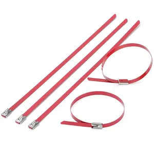 Wholesale China High quality SS red cable tie wraps metal S304 S316 multi color self-locking stainless steel cable ties ties