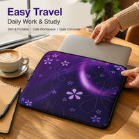 Funda floral para portátil, funda de neopreno a prueba de golpes con cremallera, funda con estampado de flores moradas en degradado para portátil, 5 tamaños