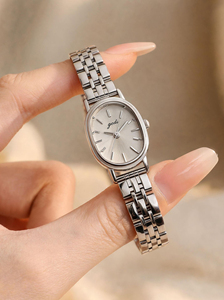 Montre ovale vintage pour femme, dorée, avec bracelet minimaliste en acier inoxydable, pour les marchés internationaux - Product Image 6