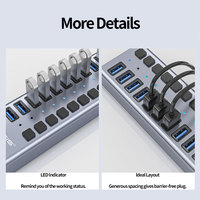 Hub USB 3.0 Acasis neuf, 10 ports, adaptateur secteur 12V 4A, chargeur USB HUB 3.1 avec interrupteur, hub USB 3.1 pour Mac, PC, ordinateur portable