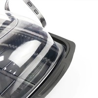 Boîte d'emballage jetable en plastique PP pour poulet rôti et canard avec poignée et couvercle transparent Récipient à emporter micro-ondable