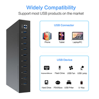 Base de Conexión para Disco Duro Sipolar SH3-10, Hub USB 3.0 de 10 Puertos, Control Inteligente con Software, Adaptador de Carga USB de 110 W
