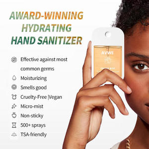 Logo di confezione piccola scatola quadrata su misura per <span class=keywords><strong>Gel</strong></span> disinfettante per mani senza acqua agli ioni d'argento della fabbrica AWVA (50ML) senza risciacquo - Product Image 5