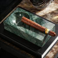 Cendrier de luxe haut de gamme en marbre vert émeraude carré avec 1 grande fente pour cigares, idéal pour la maison, le salon ou le bureau