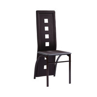 Chaise de salle à manger moderne à dossier haut et structure en métal et cuir