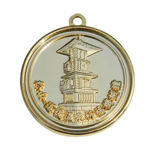 Personalizzato rotondo liscio medaglia fascino produttore personalizzato 24mm metallo oro miracolosa grosso promozione collana ciondolo medaglione