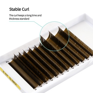 Bán Buôn Handmade Hàn Quốc Pbt Brown Khối Lượng Màu Lụa Phẳng Lông Mi Mở Rộng Lông Mi 0.10 0.12 0.03 0.15 Cổ Điển Lash - Product Image 4