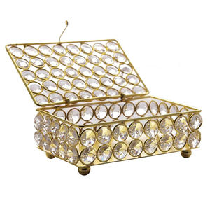 Boîte à bijoux rectangulaire, grande boîte à bijoux en cristal doré - Product Image 2