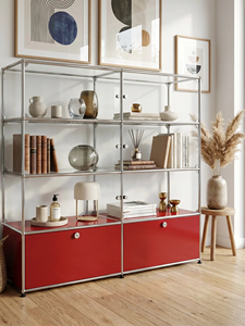 Luxury Bauhaus Modular Sideboard Mid-century Modern Stainless Steel 3-shelf Living Room <b>Storage</b> Shelving <b>Cabinet</b> - Product Image 3
