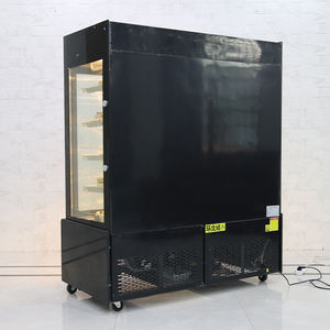 ויטרינה מוארת LED, ארון זכוכית עומד, פתיחה קדמית בזווית ישרה, ארון תצוגה מקורר לחנות, לתצוגת עוגות - Product Image 6