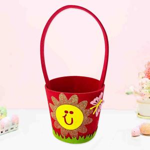 Panier à œufs de Pâques en tissu non tissé rouge, taille unique, décoration pour la fête des enfants - Product Image 1