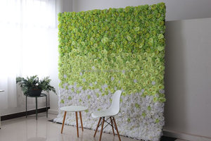 ฉากหลังดอกไม้แต่งงาน8FT 8FT สีเขียวลายดอกกุหลาบดอกไม้ประดิษฐ์ผนัง3D สำหรับตกแต่งแผงแบบม้วนขึ้น - Product Image 2