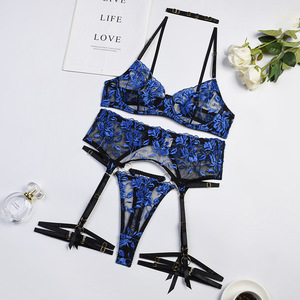 New Lace Embroidery Sexy Lingerie Mature Femme Erotic Underwear With Garter - Product Image 4