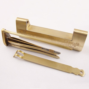 Candado Horizontal de Latón Estilo Chino de 12cm, 14cm, 16cm y 17.8cm, Cerradura para Puerta de Armario, Cerradura Vintage para Muebles con Llave - Product Image 2