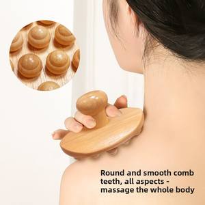 Peine de masaje Meridiano de cuerpo entero de madera maciza de 14 cuentas, masajeador de fatiga doméstico de calefacción Universal para la cabeza de la cara, calmante - Product Image 6